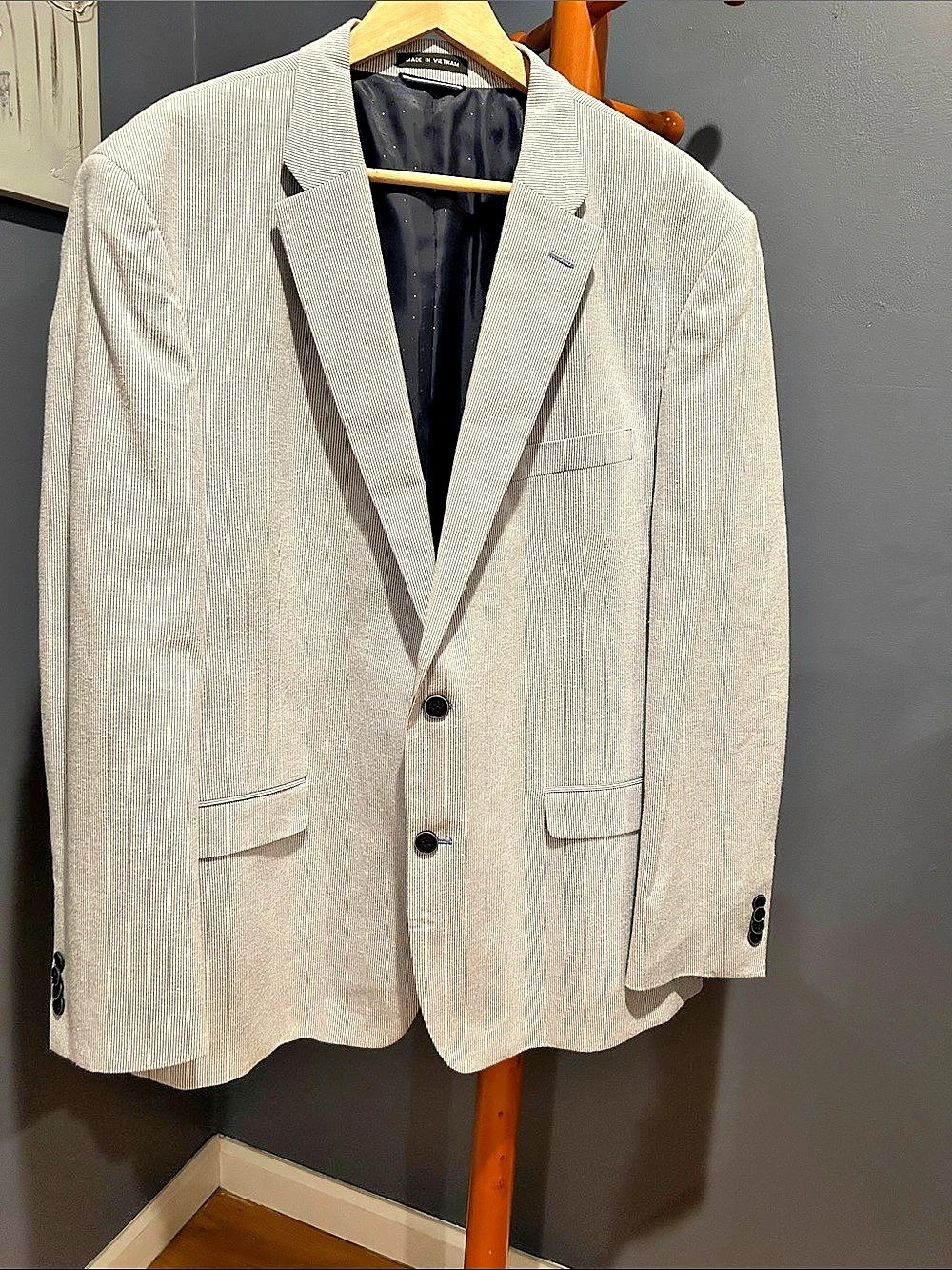 Tommy Hilfiger Modern-Fit Solid Sport Coat Blue & White Striped R46